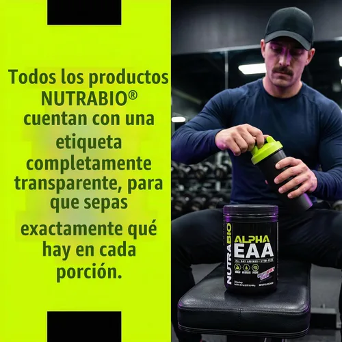 Vista 7 de NutraBio Alpha EAA - Aminoácidos de Todo el Día para el Crecimiento Muscular e Hidratación - Aminoácidos Esenciales con Nootrópicos y Adaptógenos
