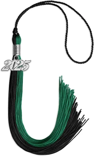 Vista 227 de Endea Graduation Borla de doble color con gota de fecha plateada (negro/oro antiguo, 2025)