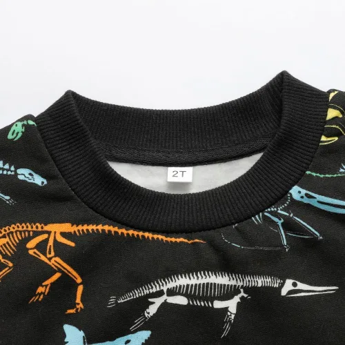 Vista 3 de Popshion - Sudaderas de dinosaurios para niños, pulóveres deportivos de caricaturas de manga larga, tallas 1-7T