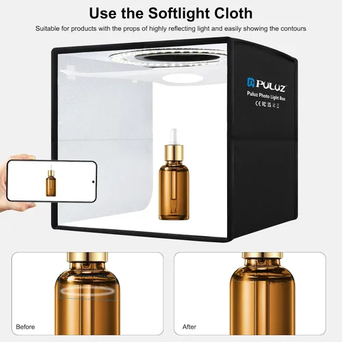 Vista 3 de PULUZ Mini caja de luz de estudio fotográfico de 10 x 10 pulgadas, kit de carpa de luz de fotografía plegable portátil con CRI >95 104 piezas de luz