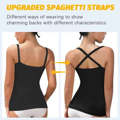 Vista 4 de VVX Camiseta sin mangas para mujer con forma de cuerpo para mujer, control de abdomen, sin costuras, de compresión