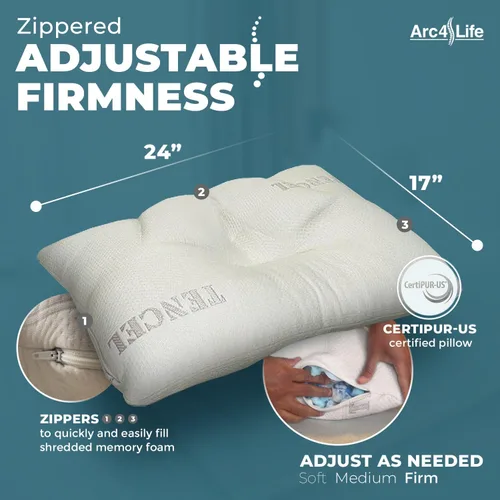 Vista 3 de Almohada cervical para dormir y aliviar el dolor de cuello - Almohadas de espuma viscoelástica - Almohadas ajustables para dolor de cuello y hombros
