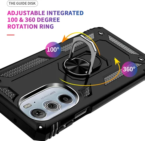 Vista 6 de Funda para Motorola Edge + 2022/Edge 30 Pro con [2 unidades] Protector de pantalla de cristal, para Moto Edge Plus 5G UW 2022, funda protectora