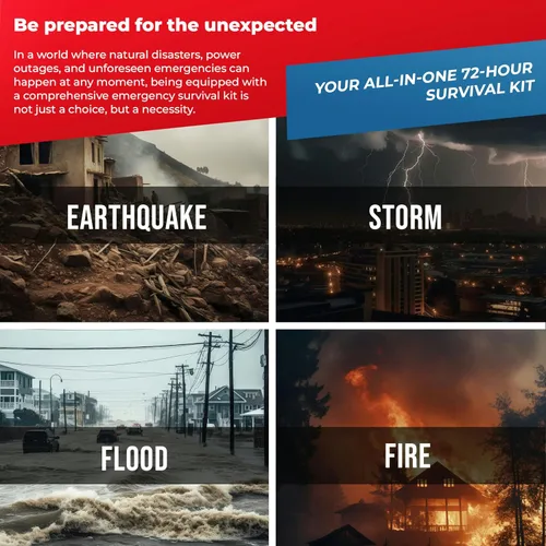 Vista 8 de First My Family Bolsa de evacuación de emergencia de 72 horas para 1 persona, kit de supervivencia todo en uno para la familia. Prepárate