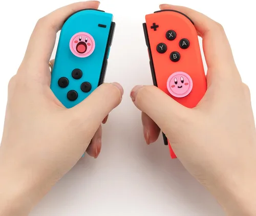 Vista 5 de DLseego Lindas 4 tapas de agarre de pulgar para interruptorinterruptor OLEDSwitch Lite de silicona suave Joy Con Joystick Cubierta protectora