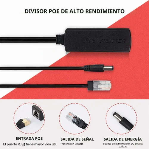 Vista 5 de ipolex 10/100M PoE Splitter Active, Power ethernet Splitter Adapter, 2