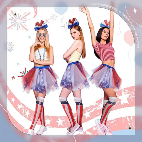 Vista 7 de Nicute Falda tutú para mujer, 4 de julio, color rojo, blanco y azul, con estrellas, divertida, patriótica, para fiesta del Día de la Independencia