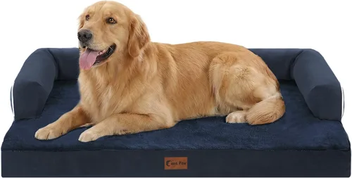Vista 42 de Cama ortopédica para perros extragrandes, cama de espuma XL con forma de caja de huevos impermeable con lados 45x35 pulgadas, cama de sofá