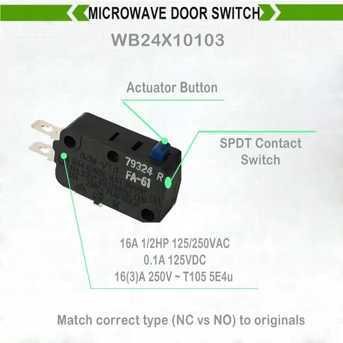 Vista 3 de LONYE SZM-V16-FA-61 WB24X10103 - Interruptor de microondas de repuesto para microondas GE 946606 AP3186054 PS651389 (paquete de 2)