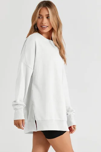 Vista 63 de SHEWIN Sudadera casual de manga larga con cuello redondo para mujer, ligera, holgada