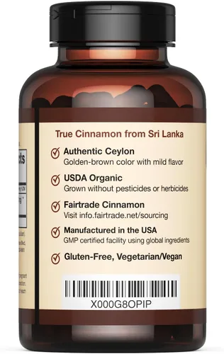 Vista 3 de Ceylon Cinnamon Shop Suplemento orgánico de canela de Ceilán (100% certificado), 90 cápsulas