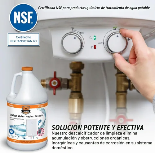 Vista 2 de Chromex - Solución para desincrustar calentadores de agua sin tanque Desincrustante altamente efectivo, 1 galón