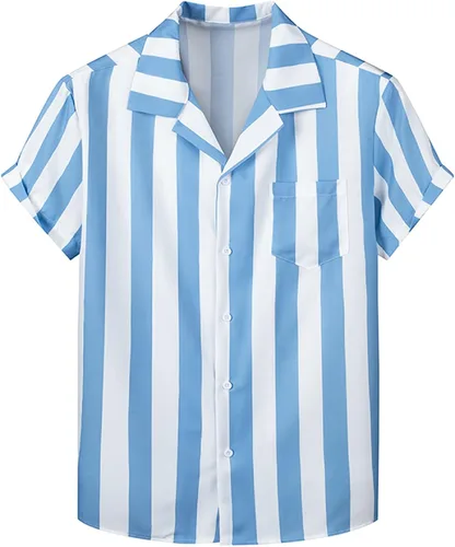Vista 7 de JMIERR Conjunto de pantalones cortos para hombre, 2 piezas, camisa hawaiana casual de verano con botones y pantalones cortos