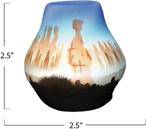 Vista 2 de Authentic Cedar Mesa Pottery - Indian Hand Painted Bryce Canyon Mini Pot