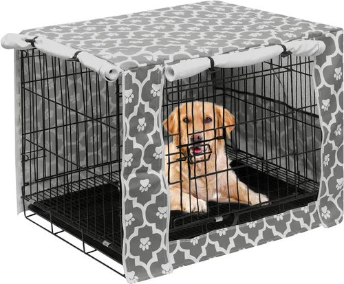 Vista 7 de Pethiy Funda para jaula de perro de poliéster duradero, ajuste universal para jaula de perro de alambre, se adapta a la mayoría de jaulas de perros