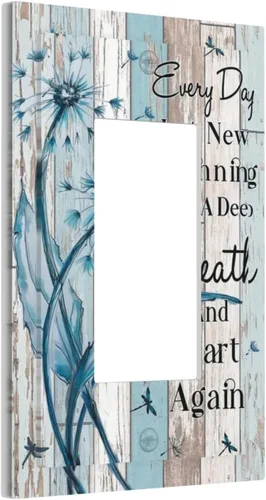 Vista 100 de Cubiertas Decorativas para Placas de Interruptor Diente de León Azul Rústico Citas Inspiradoras Casa de Campo Tablón de Madera Gris 1 Gang Cubierta