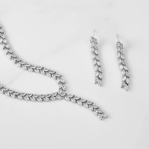 Vista 5 de SWEETV Juego de joyas de araña para mujer, para boda, marquesa con circonita cúbica, juego de aretes para fiesta, graduación, joyería de boda