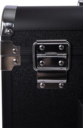 Vista 7 de Estuche de tren de maquillaje rodante de 3 capas, estuche de maquillaje profesional con ruedas y cerradura, estuche organizador de maquillaje