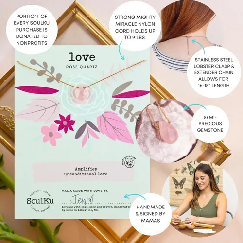 Vista 3 de SoulKu Collar hecho a mano, joyería de empoderamiento con cristal curativo, joyería inspiradora para mujeres, regalos para mamá y hermana, extensor