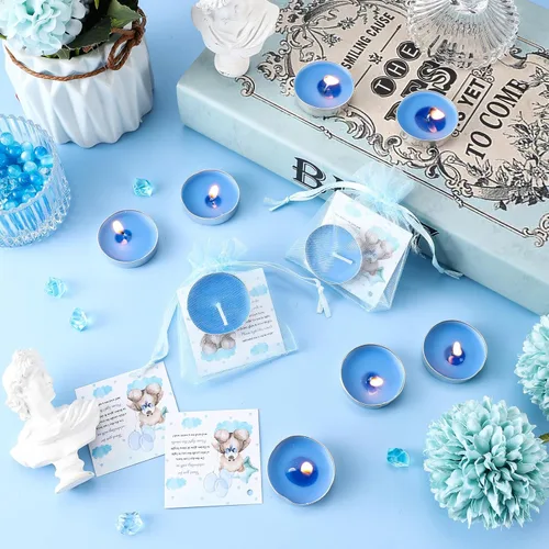 Vista 4 de Colarr Juego de 50 Velas para Baby Shower Temáticas de Oso como Recuerdos para Baby Shower, Regalos para Invitados, Incluye 50 Velas de Té, 50