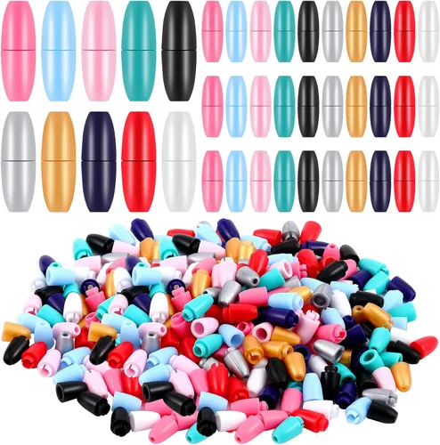 Vista 9 de WILLBOND 100 cierres separables para collares, cierres de pulsera de seguridad de plástico para cordón, conectores de barril de cuentas para Negro