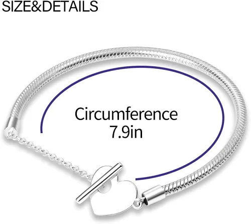 Vista 3 de KUNSIR Pulsera de cadena de serpiente de plata esterlina 925 para pulseras europeas Pandora abalorios Plata de ley