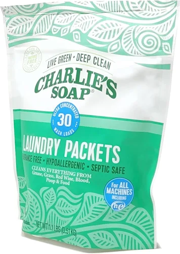 Vista 5 de Charlie's Soap Paquetes de detergente en polvo sin fragancia - 30 cápsulas (1 paquete)..