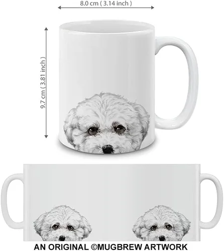 Vista 3 de MUGBREW Taza de cerámica con diseño de bichon frisé, taza para café o té, 325 ml