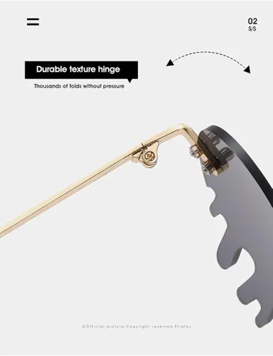 Vista 5 de Lentes de sol de corazón derretido para hombres y mujeres, sin montura, irregulares, para fiesta única, lentes de sol de metal para baile