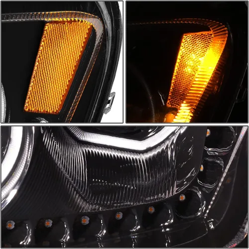 Vista 8 de DNA MOTORING HL-HAY-013-BK - Par de anillos de halo LED duales, señales de giro secuenciales, faros delanteros para proyector de haz alto/bajo, Negro