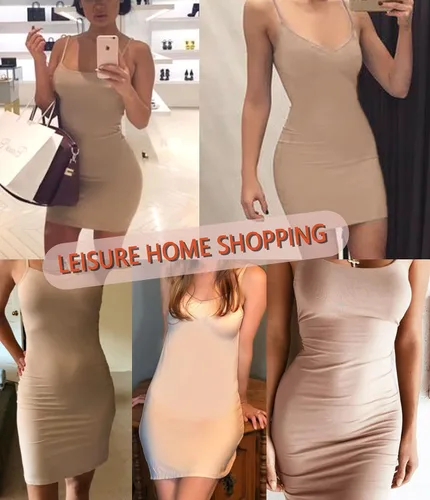 Vista 5 de Vlazom Vestido completo para mujer, con tirantes delgados ajustables, básico, para debajo del vestido, camisola, minivestido de noche, S-XXL