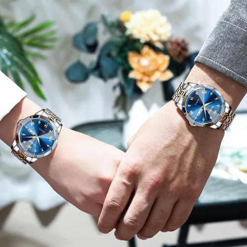 Vista 4 de OLEVS Reloj para Hombre Mujer Cara Grande Unisex Diamante Lujo Vestir Analógico Cuarzo Acero Inoxidable Impermeable Luminoso Fecha Negocios Informal