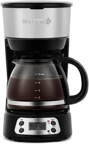Vista 24 de Holstein Housewares Cafetera personal con taza de viaje de 14 onzas, máquina compacta de un solo toque con filtro reutilizable, apagado automático