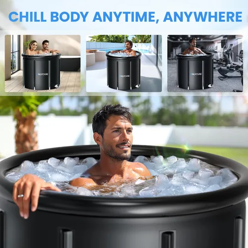 Vista 6 de ONLYCARE Bañera de Hielo XXL para Atletas/2 Adultos – Temperatura Constante 5H Bañera de Inmersión Fría Portátil con Cubierta para Recuperación