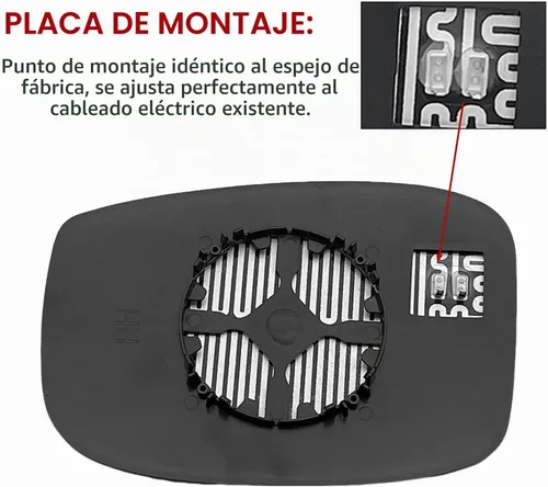 Vista 5 de Espejo lateral del pasajero de repuesto para Honda Odyssey 2018 2019, retrovisor lateral derecho exterior de cristal, con placa de respaldo