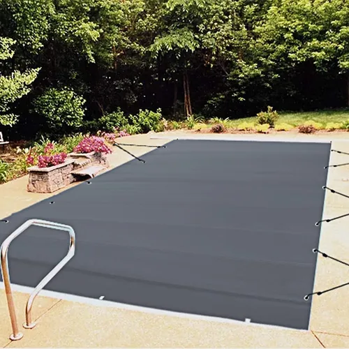 Vista 23 de VEVOR Cubierta rectangular para piscina de 12 x 20 pies, toldo de invierno de PVC color carbón, impermeable y repelente de suciedad