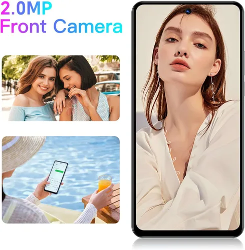 Vista 6 de Smartphone desbloqueado con pantalla HD de 6.56 pulgadas, 2 GB de RAM 32 GB ROM (ampliable hasta 128 GB), teléfono Android Dual SIM, cámara de 2