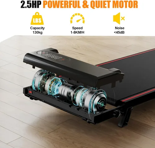 Vista 3 de Incline Walking Pad, 3.5HP Foldable Portable Treadmill with Handle Bars, Ultra Quiet ≤40dB Under Desk Treadmills for Home Office, 330LB Capacity