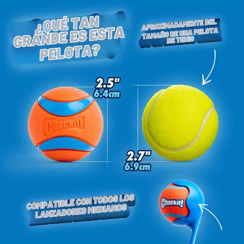 Vista 2 de Chuckit! Ultra Ball Juguete para Perros - Pelotas Saltarinas de Buscar Medianas para Perros de 20-60 libras - Hecho de Goma Duradera - Juguetes