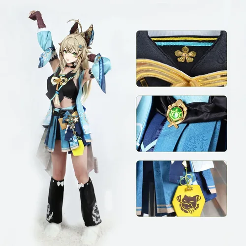 Vista 4 de Kirara Cosplay Game Costume Ear Tail Full Set Game Women Gilrs Helloween Party