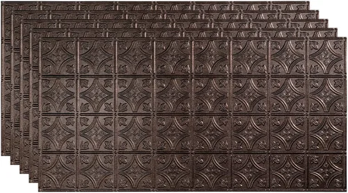 Vista 23 de FASÄDE Panel de techo decorativo de vinilo con pegamento de estilo tradicional y patrón 1 en bronce argente (muestra de 12 x 12 pulgadas)