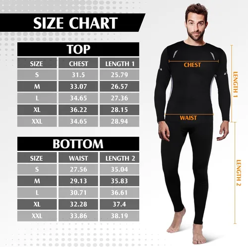 Vista 6 de Suhine 3 Pcs Men's Thermal Underwear Set Sport Winter Base Layer with Fleece Lined Base Layer Bottom Top Winter Shirt Pants