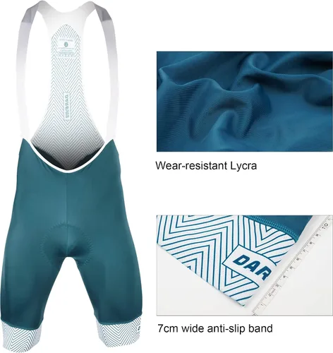 Vista 5 de Darevie Pantalones cortos de ciclismo profesional para hombre, 6H, 500 KM, pantalones cortos de ciclismo con relleno 3D con agarre de pierna de 2.8in