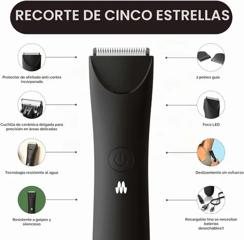 Vista 2 de MERIDIAN Slimmer Trimmer – Maquinilla de afeitar eléctrica para mujer, recortador de línea de bikini y pelo púbico, recargable e impermeable, sin