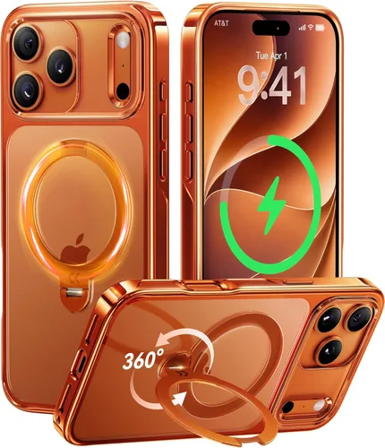 Vista 26 de CASEKOO Funda para iPhone 17 Pro con soporte magnético giratorio de 360º, compatible con MagSafe, protección militar de 17 pies, diseño brillante