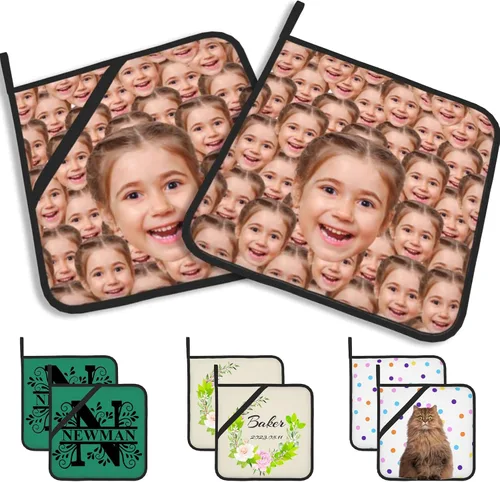 Vista 27 de Manoplas de horno personalizadas con nombre y foto, resistentes al calor y a la intemperie, para amigos y familia, como regalo de cocina, horneado