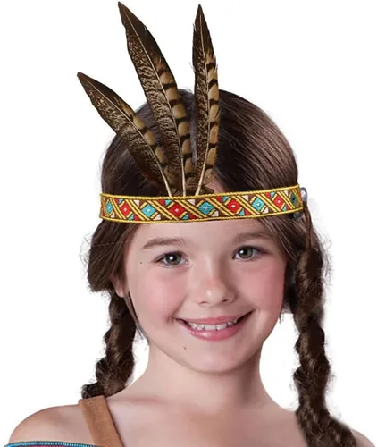 Vista 4 de Banda de tocado de plumas indias nativas americanas de Halloween, tocado inspirado en la cabeza estadounidense para niños y adultos
