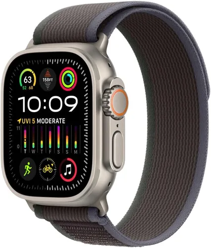 Vista 2 de Banda para Apple Watch - Traje de Buceo (49mm) - Azul/Negro con Acabado de Titanio Resistente - S/M