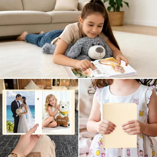 Vista 5 de Aevdor Paquete de 2 álbumes de fotos pequeños de 4 x 6 pulgadas, cubierta de cuero, cada paquete tiene capacidad para 52 imágenes verticales, álbum