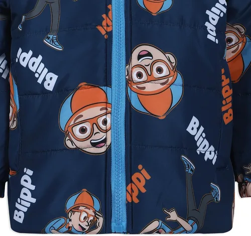 Vista 6 de Blippi Chaqueta acolchada para niños pequeños y pequeños, color azul marino